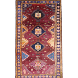 Vintage Hamadan Rug, top view on white background, hand-knotted wool pile. SKU 30894.