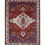Vintage Chaleshtor Bakhtiari Rug, top view on white background, hand-knotted wool pile. SKU 108870.