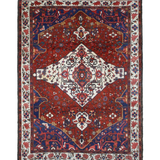 Vintage Chaleshtor Bakhtiari Rug, top view on white background, hand-knotted wool pile. SKU 108870.