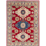 Full front view of red & ivory Kazak-inspired wool rug 22082.