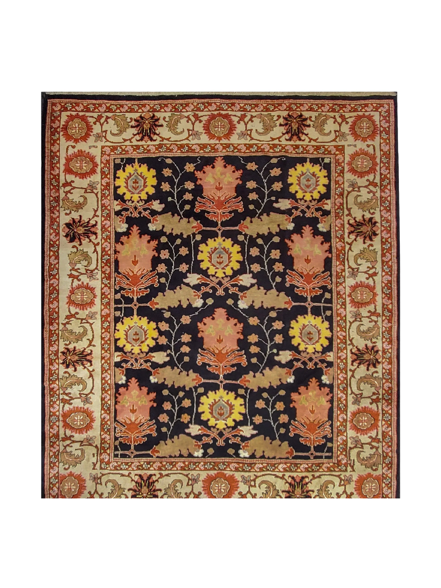 Vintage Tabriz Rug | 7' 4" x 8' 11" — cropped view