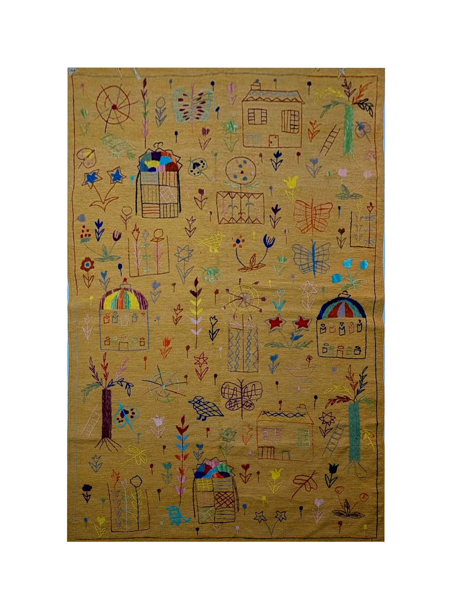 Afghan Suzani Needlework Kilim | 160 x 240 cm | Code 18046 — full rug view