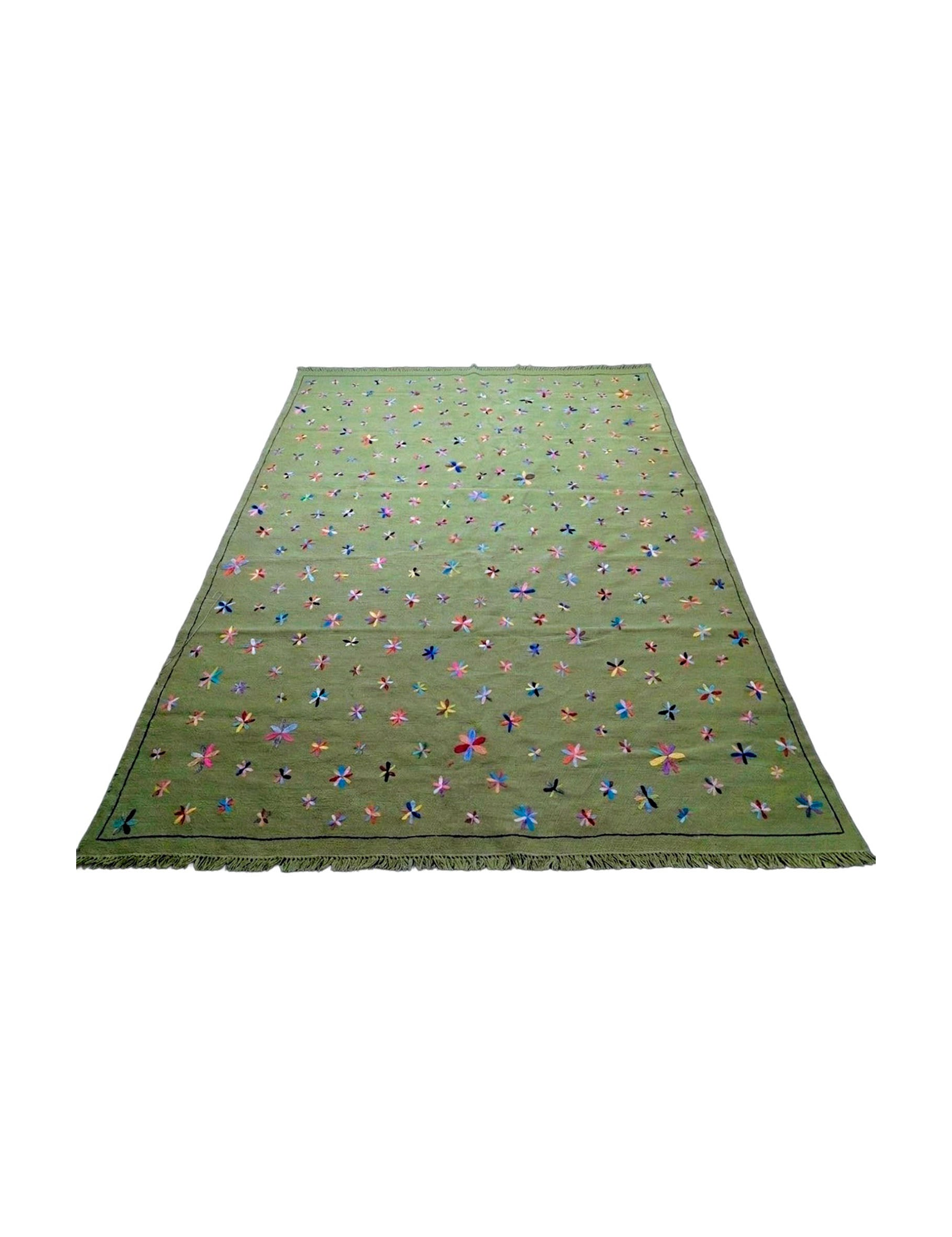 Afghan Suzani Needlework Kilim | 244 x 350 cm | Code 19110 — full rug view