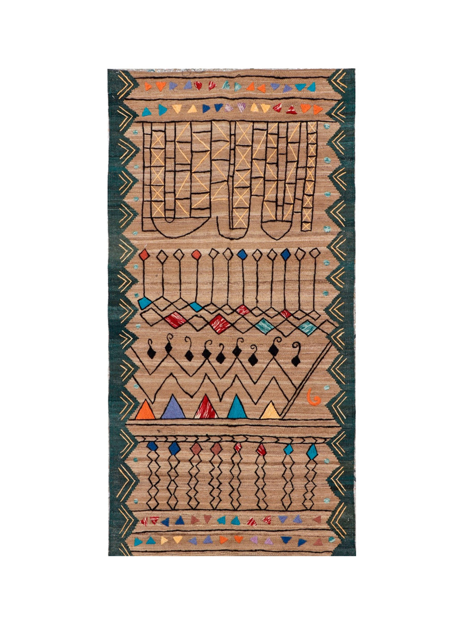 Afghan Suzani Needlework Kilim | 85 x 168 cm | Code 50561 — full rug view