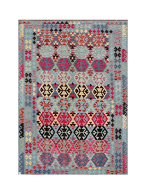 Diamond Rows in Pink & Blue | 6'7" × 9'7" (201 × 292 cm)