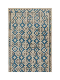 Blue & Cream Diamond Rows | 6'3" × 9'9" (190 × 297 cm)