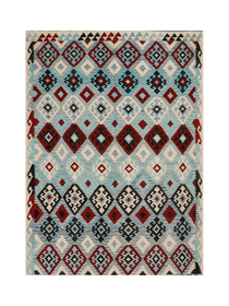 Diamond Lattice in Red & Teal | 6'10" × 9'11" (208 × 301 cm)