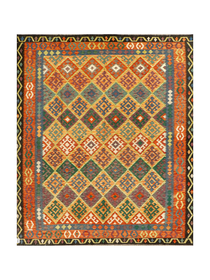Diamond Lattice in Gold & Green | 8'2" × 9'9" (248 × 298 cm)