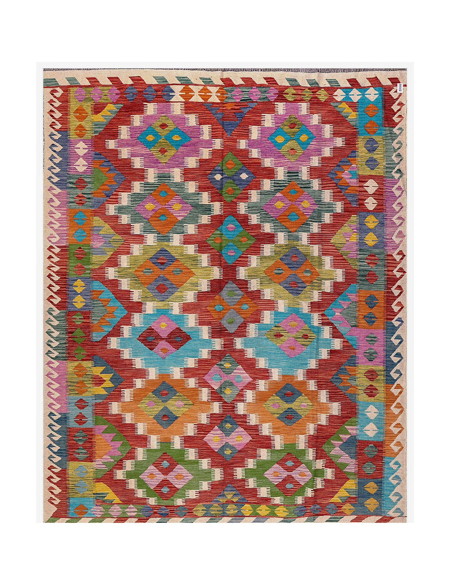 Afghan Maimana Kilim | 239 x 297 cm | Code 14412 — full rug view