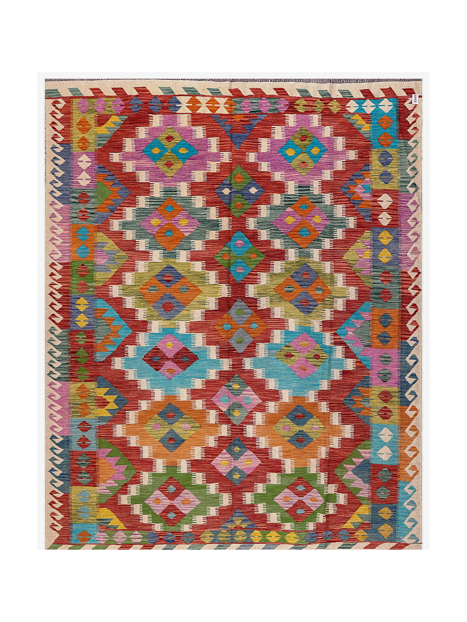 Afghan Maimana Kilim | 239 x 297 cm | Code 14412 — full rug view
