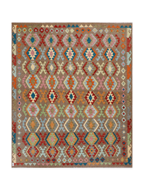 Diamond Rows in Teal & Terracotta | 8'2" × 9'10" (248 × 300 cm)