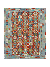 Orange & Teal Diamond Lattice | 8' × 9'9" (245 × 298 cm)