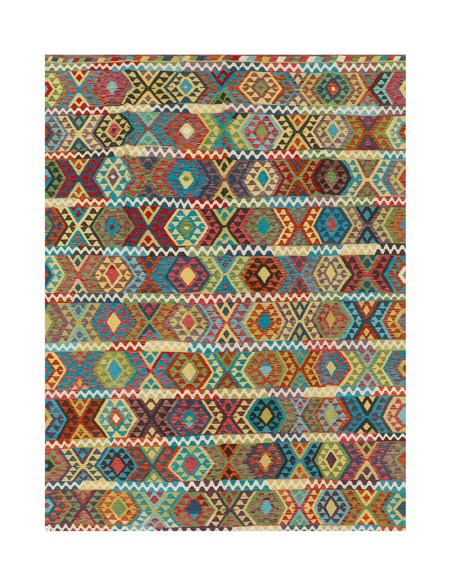 Afghan Maimana Kilim | 257 x 347 cm | Code 18101 — full rug view