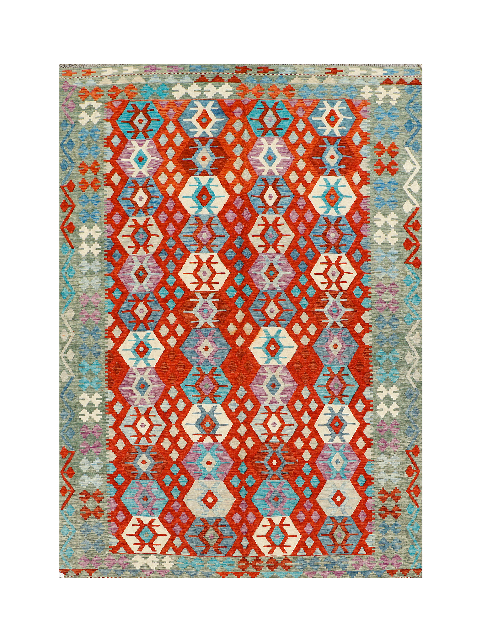Afghan Maimana Kilim | 204 x 296 cm | Code 18330 — full rug view
