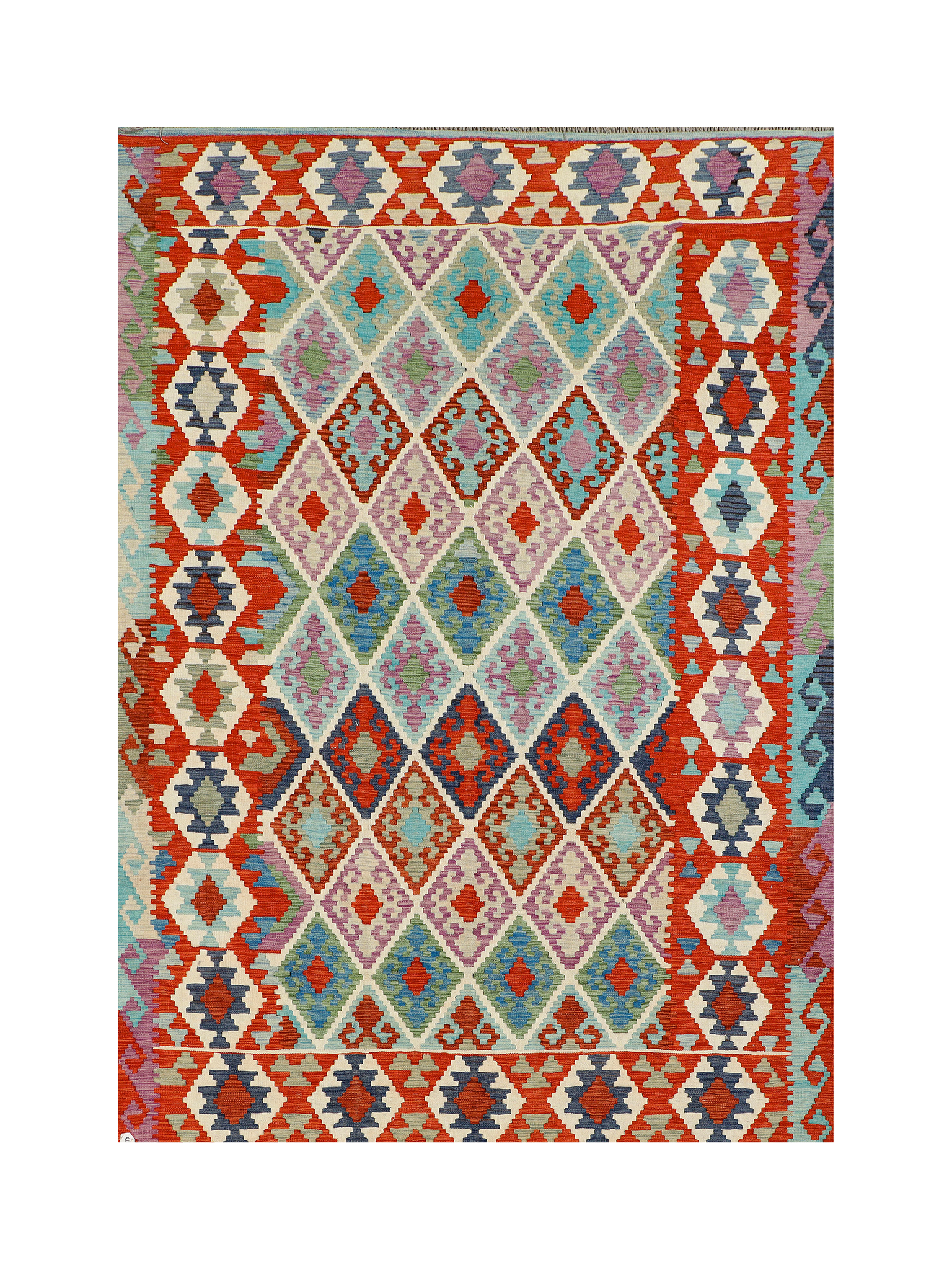 Afghan Maimana Kilim | 203 x 295 cm | Code 18313 — full rug view