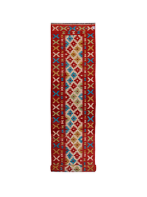 Cream Diamond Chain on Red | 2'9" × 16'1" (83 × 490 cm)