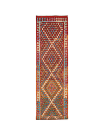 Fine Diamond Lattice in Red & Cream | 2'11" × 12'10" (89 × 392 cm)