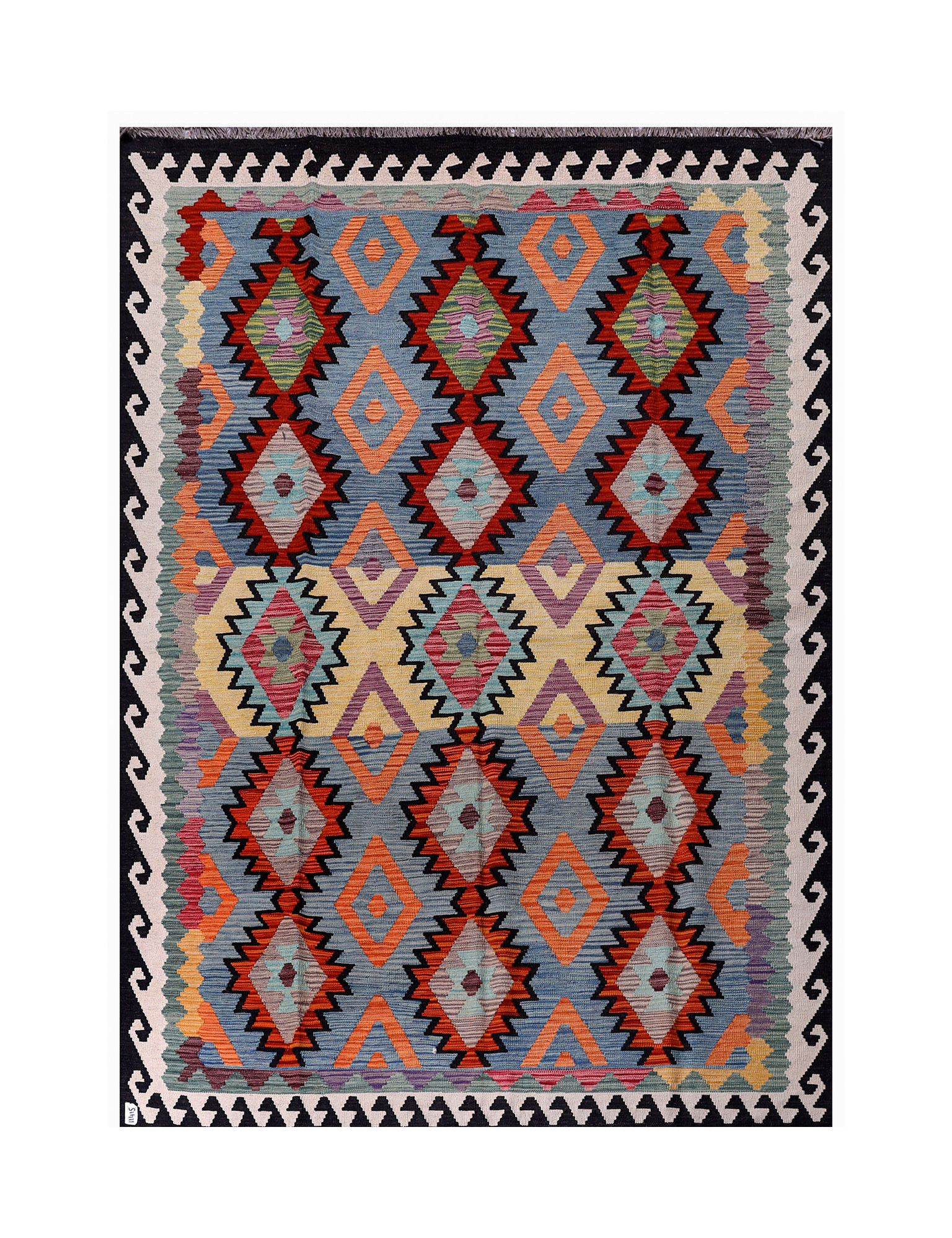 Afghan Maimana Kilim | 203 x 291 cm | Code 11415 — full rug view