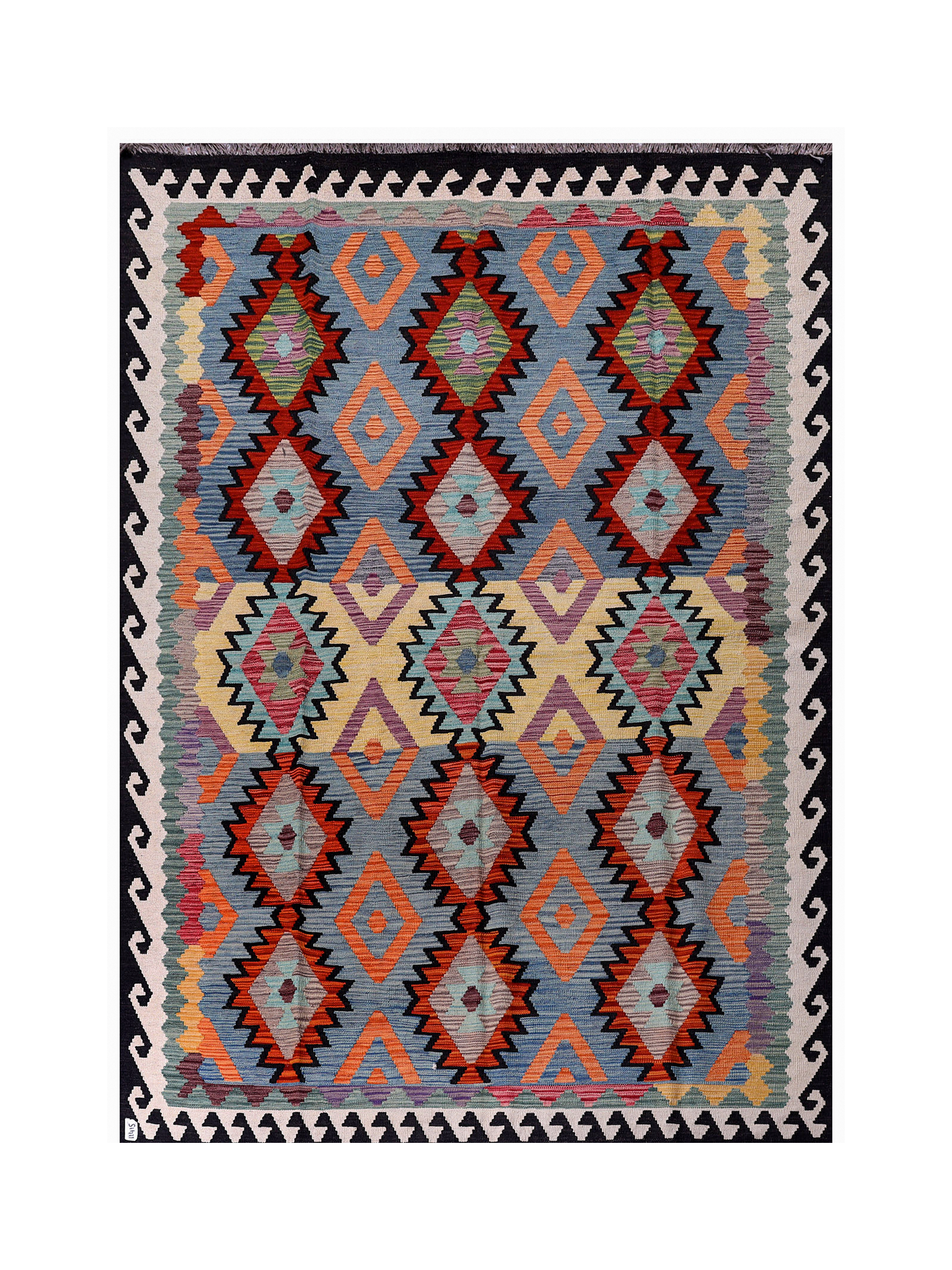 Afghan Maimana Kilim | 203 x 291 cm | Code 11415 — full rug view