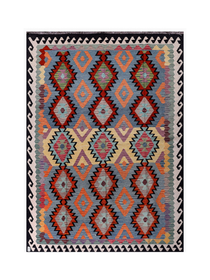 Blue & Orange Diamonds with a Black Border | 6'8" × 9'7" (203 × 291 cm)