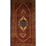 Persian Fars Luri Rug, top view on white background, hand-knotted wool with red colouring. SKU RR 32531.