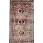 Vintage Hamadan Rug, top view on white background, hand-knotted wool pile. SKU 30496.