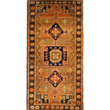 Persian Luri Rug, top view on white background, hand-knotted wool with orange colouring. SKU RR 32364.