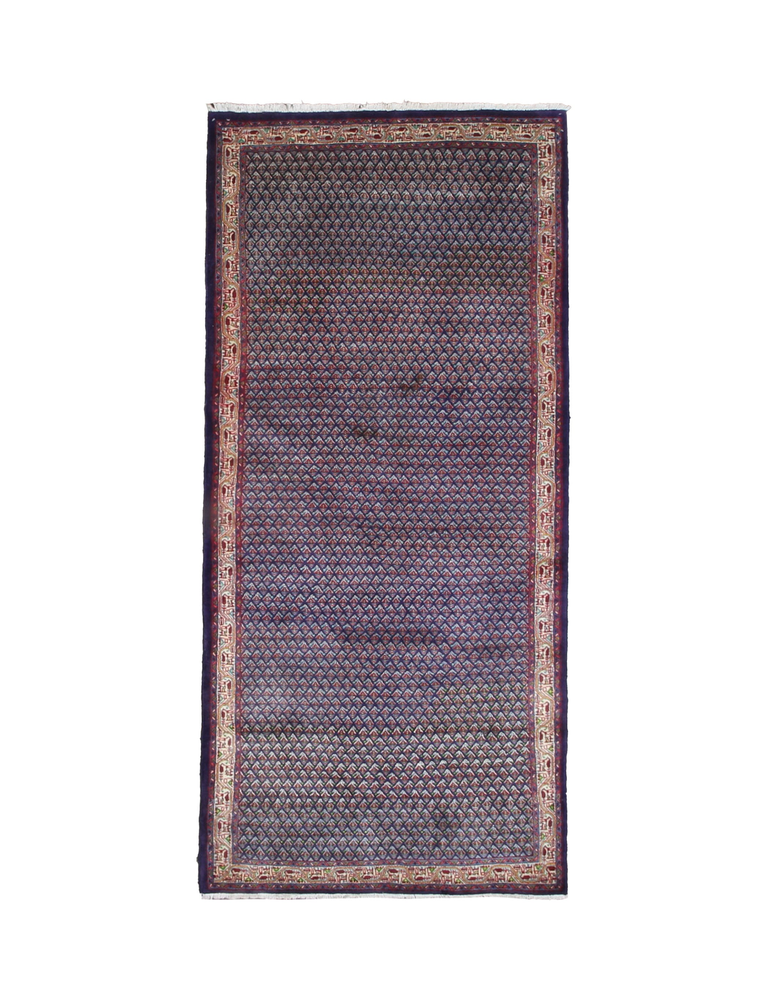Persian Sarabend Rug, top view on white background, hand-knotted wool with blue colouring. SKU RR 30661.