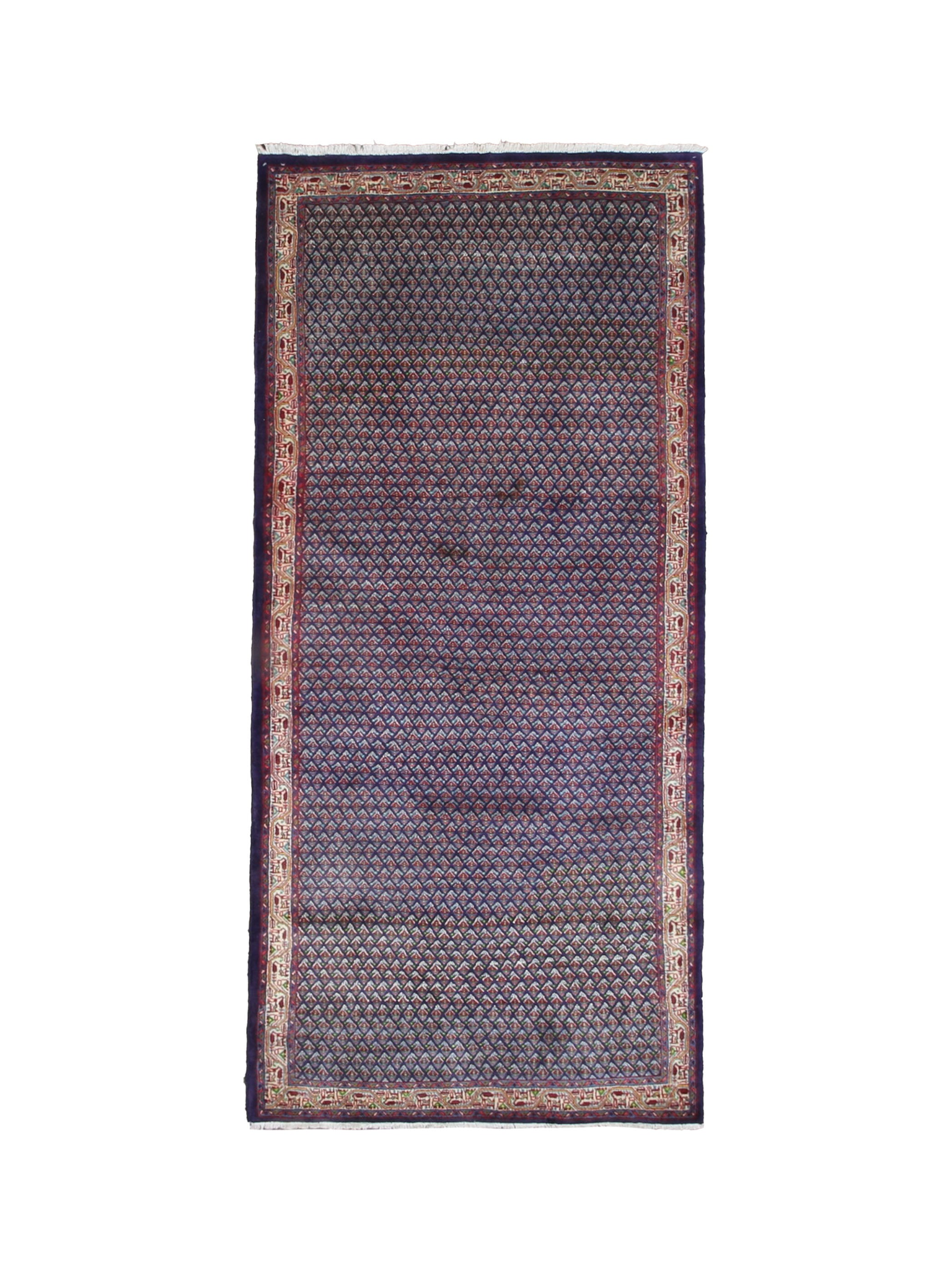 Persian Sarabend Rug, top view on white background, hand-knotted wool with blue colouring. SKU RR 30661.