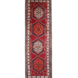 Persian Sarab Runner, top view on white background, hand-knotted wool with red colouring. SKU RR 30685.