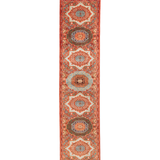 Afghan Mamluk Runner in rust and turquoise — full rug view