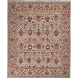 Afghan Sultani Rug in beige and burgundy — full rug view
