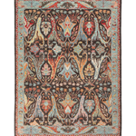Afghan Chobbi Rug in charcoal, blue and rust — full rug view