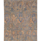 Chobbi Rug in muted blue and gold — full rug view