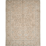 Persian Tabriz rug, cream beige with floral motif pattern and border