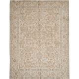 Persian Tabriz rug, cream beige with floral motif pattern and border