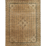 Light beige Persian-style rug with geometric medallion and blue border details.