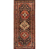 Persian Mahal runner rug with central medallion and red navy border