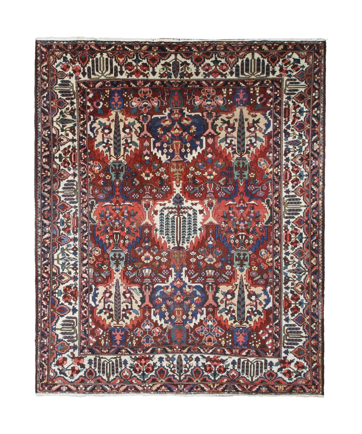 Vintage Bakhtiari Rug — Cypress Trees & Ruby Red | 10'6" × 13'1" - Rug the Rock - availableBakhtiariFloral