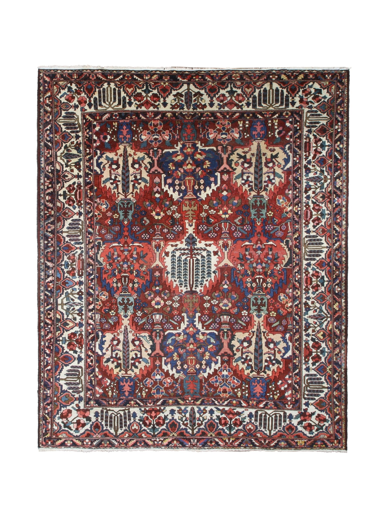 Vintage Bakhtiari Rug — Cypress Trees & Ruby Red | 10'6" × 13'1" - Rug the Rock - availableBakhtiariFloral