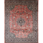 Vintage Sarouk Rug — Tomato Red & Indigo Arabesques | 10' × 13'2" - Rug the Rock - availableHand-knottedSarough