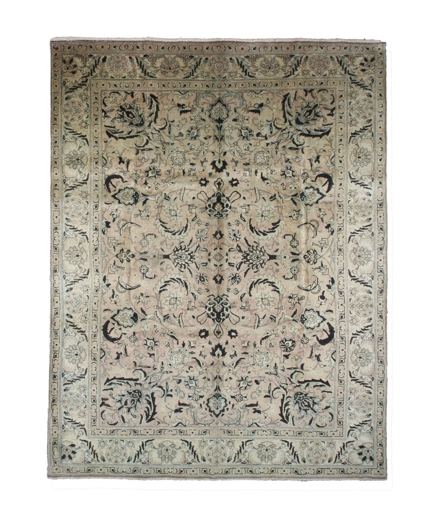 Vintage Tabriz Rug — Cast-Iron Leaves & Shah Abbasi Palmettes | 9'9" × 12'11" - Rug the Rock - availableFloralHand-knotted