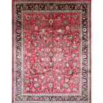 Mashad Rug — Crimson Floral Garden | 9'9" × 13'1" - Rug the Rock - availableHand-knottedMashad