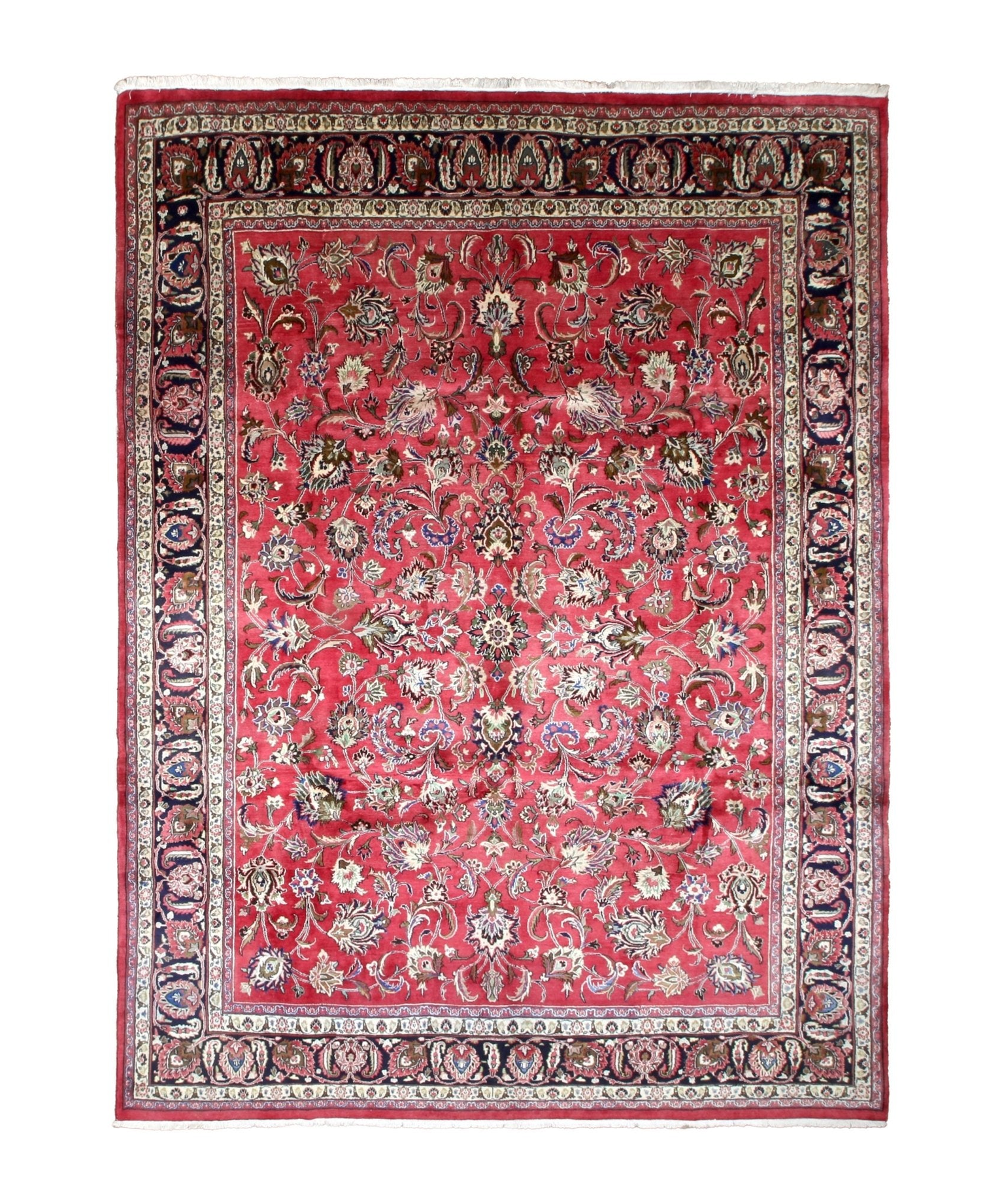 Mashad Rug — Crimson Floral Garden | 9'9" × 13'1" - Rug the Rock - availableHand-knottedMashad