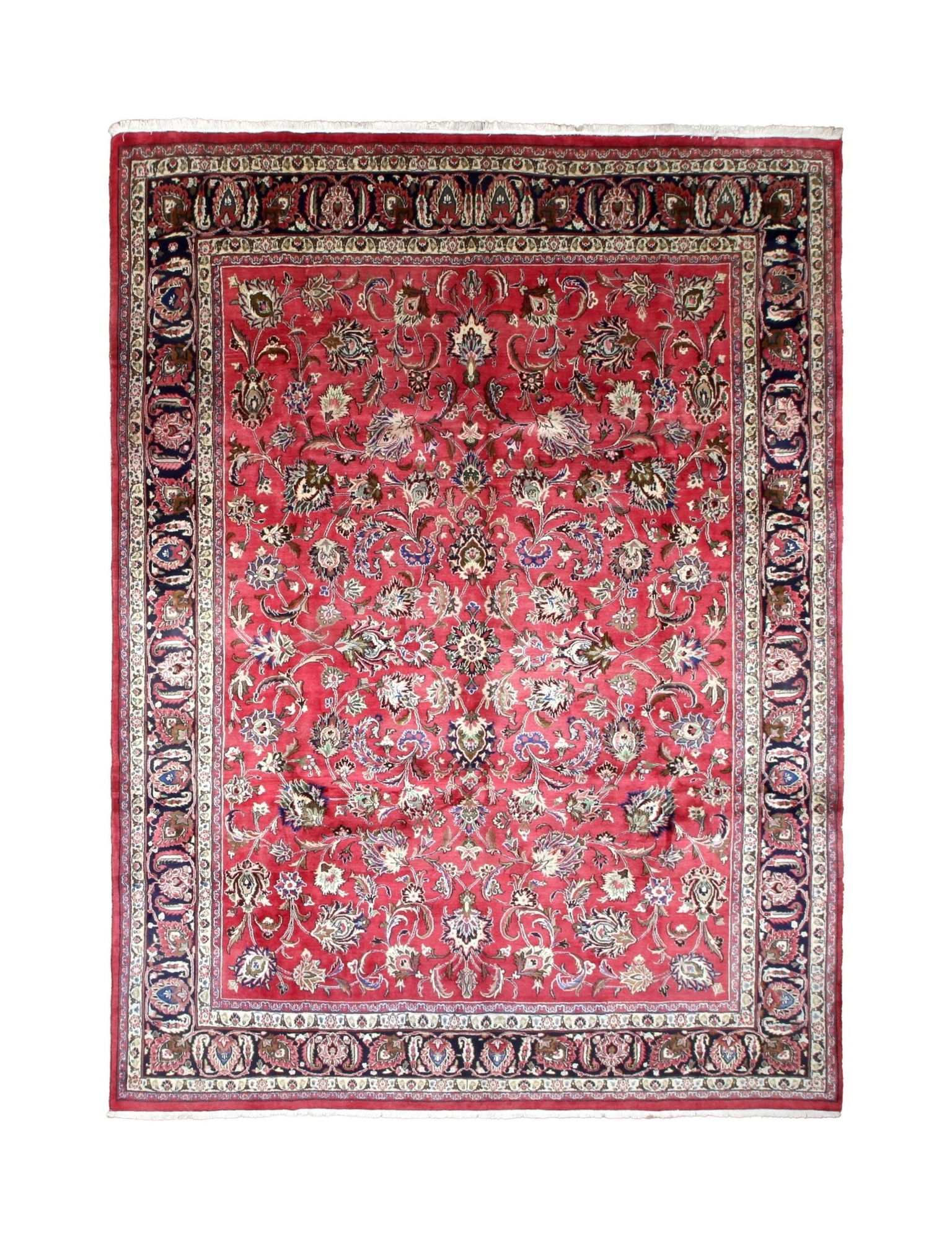 Mashad Rug — Crimson Floral Garden | 9'9" × 13'1" - Rug the Rock - availableHand-knottedMashad
