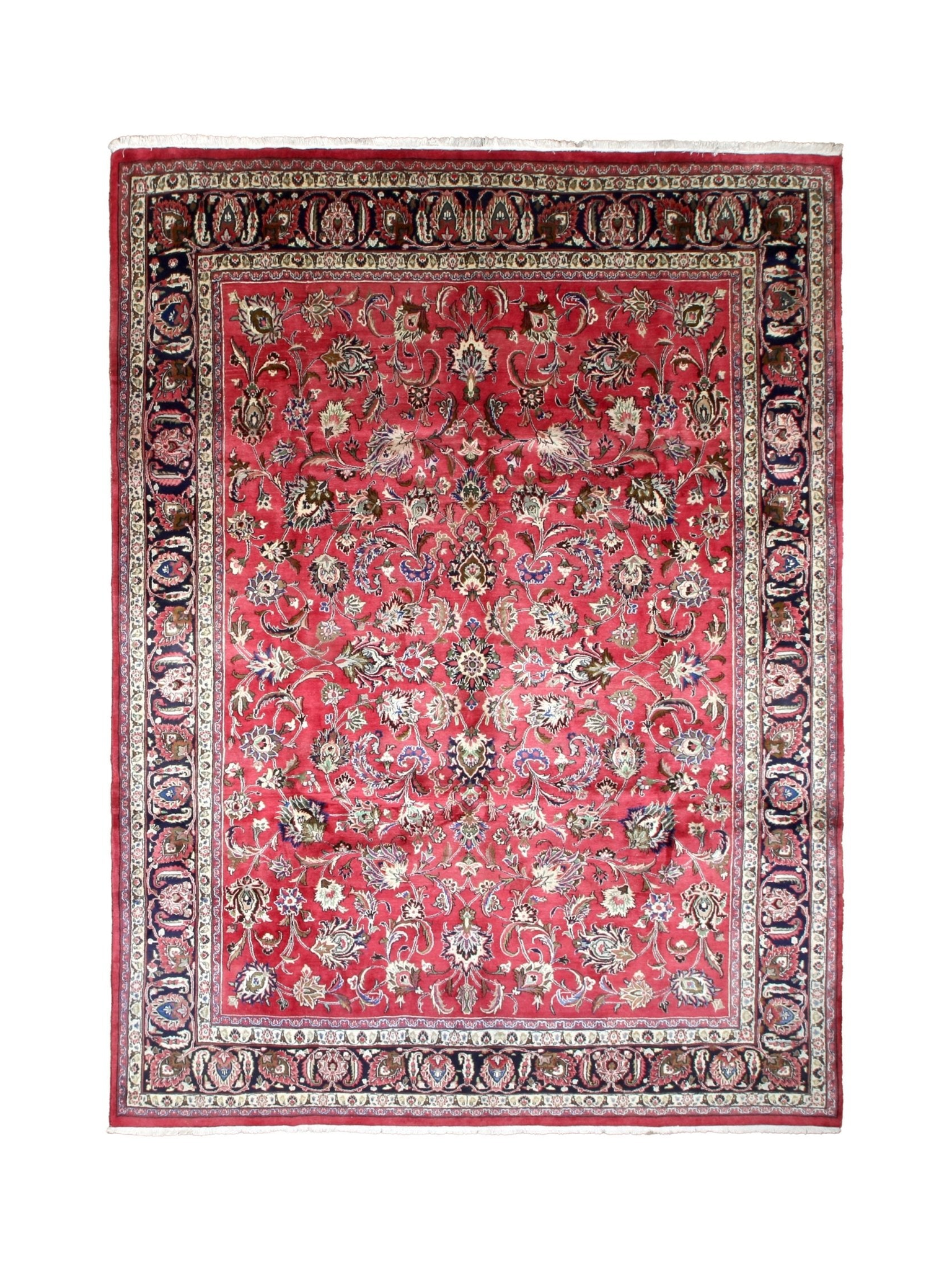 Mashad Rug — Crimson Floral Garden | 9'9" × 13'1" - Rug the Rock - availableHand-knottedMashad