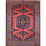 Viss Rug — Coral Red & Indigo Medallion | 7'2" × 9'6" - Rug the Rock - availableGeometricHand-knotted