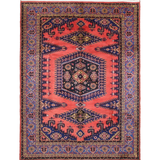 Viss Rug — Coral Red & Indigo Medallion | 7'2" × 9'6" - Rug the Rock - availableGeometricHand-knotted