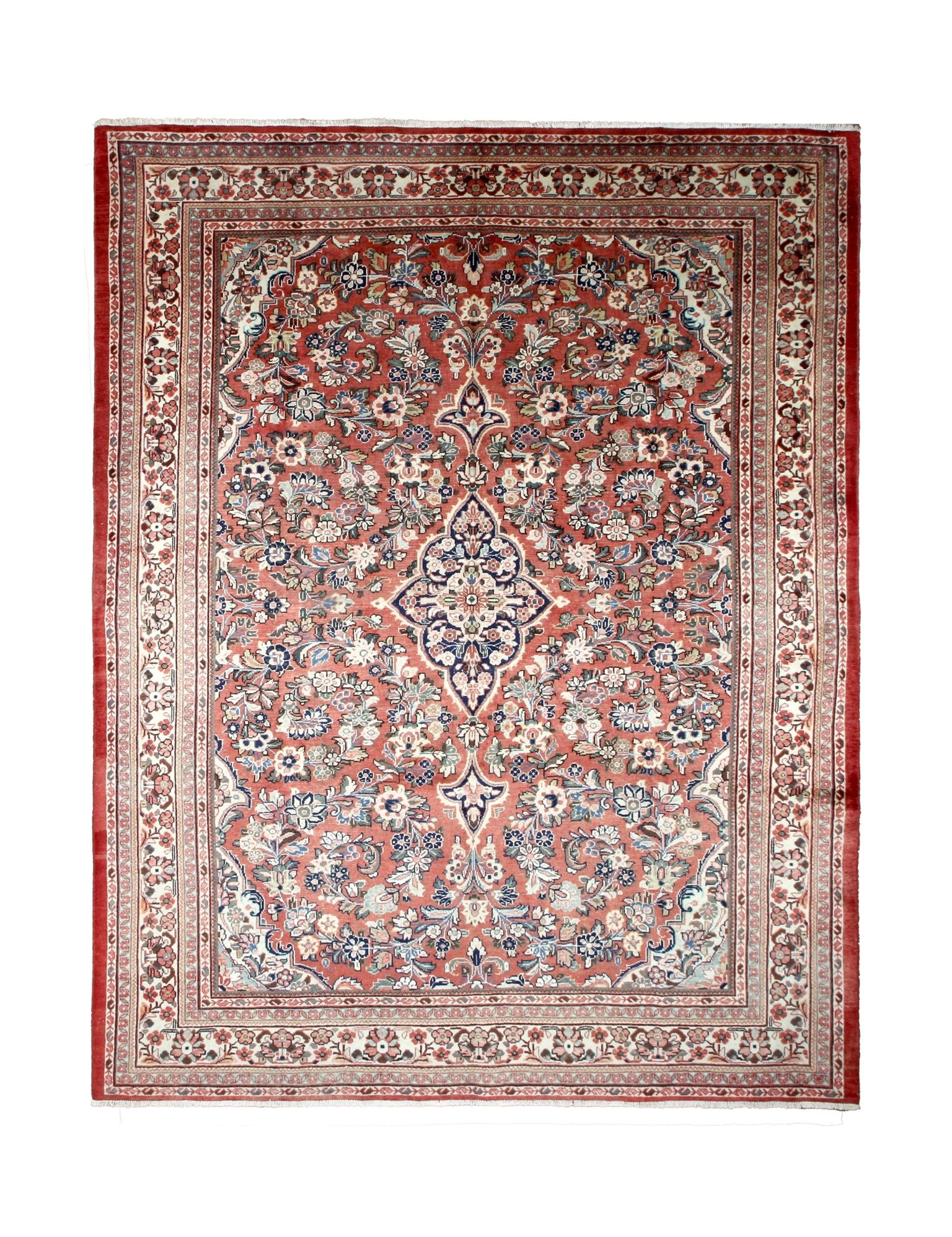 Mahal Rug — Terracotta & Ivory Medallion | 10'6" × 13'5" - Rug the Rock - availableHand-knottedMahal
