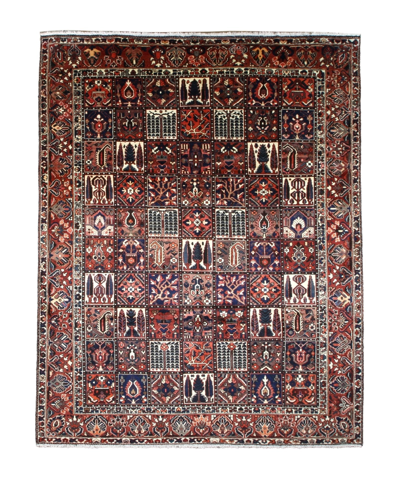 Bakhtiari Rug — Garden Panels in Rust & Indigo | 9'9" × 12'2" - Rug the Rock - availableBakhtiariHand-knotted